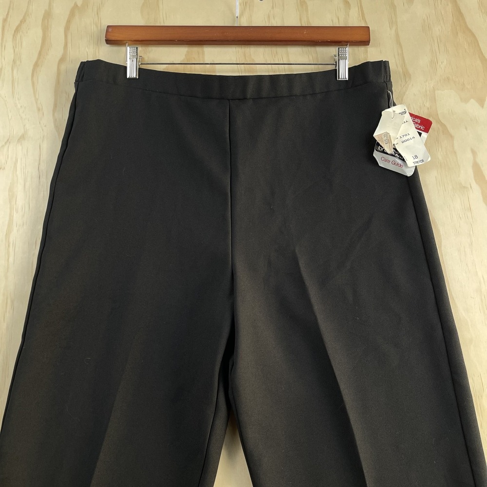 Vintage Donnkenny Dress Pants Womens 18 Black Twill Straight Leg Stretch Pull On